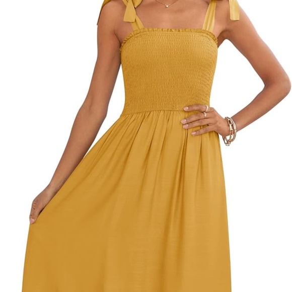 ZESICA Women's  Square Neck Smocked Top Dress - Picture 2 of 8